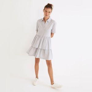 Madewell Striped Mini Dress in Blue and White